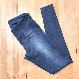 Lucy IndiGO BLUE Faux Denim Run Leggings XS Workout Streetstyle Skinny Jeans